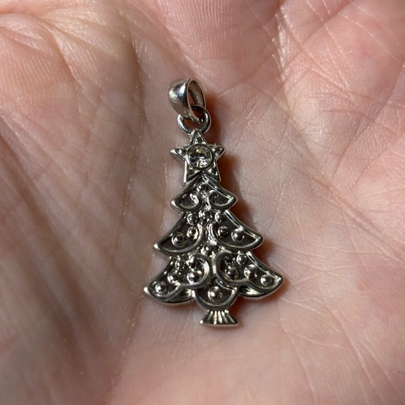 Sterling Silver Christmas Tree Pendant Stamped W&W - Picture 1 of 7